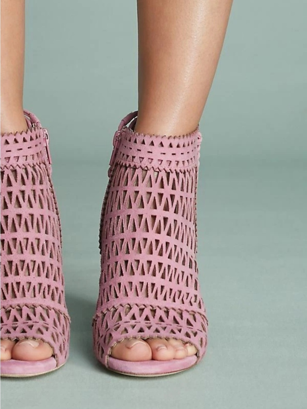 Jeffrey Campbell Pink Laser-Cut Peep-Toe Heeled Booties - Picture 2 of 6